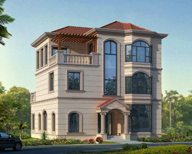 现代风格三层复式别墅带阳台和景观露台