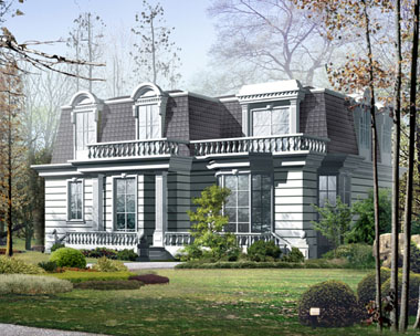 城堡型二层豪华别墅外观效果图