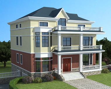 AS070长沙望城欧先生二层半别墅外观图13mX13.8m