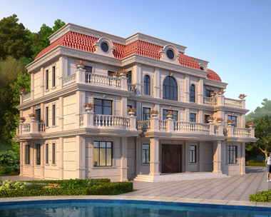 AS069邵东朱总兄弟双拼四层豪华别墅外观图20.6mX13.2m