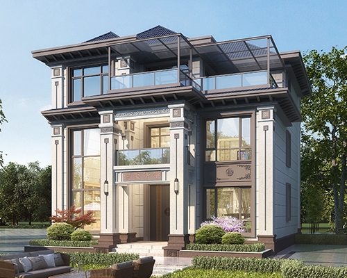 占地120平米新中式三层乡村别墅全套设计图纸#AT2985