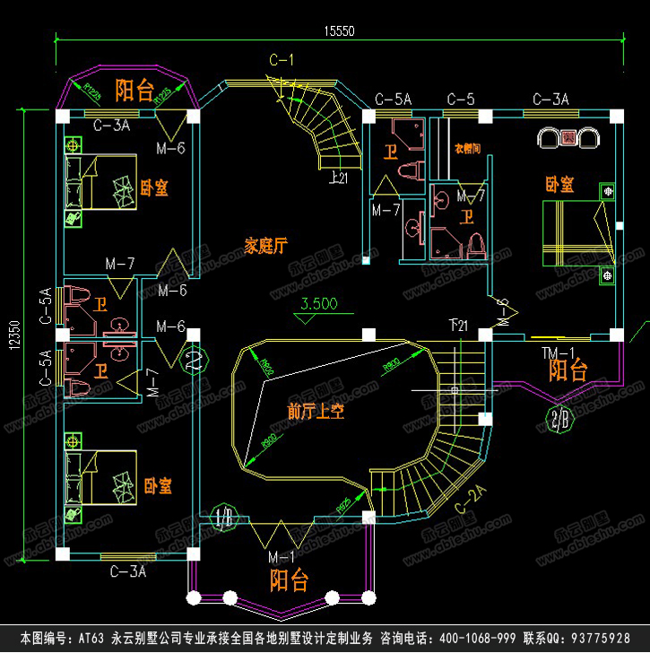 【永雲別墅】at63某度假村帶車庫三層複式樓別墅全套設計圖紙15m×13m